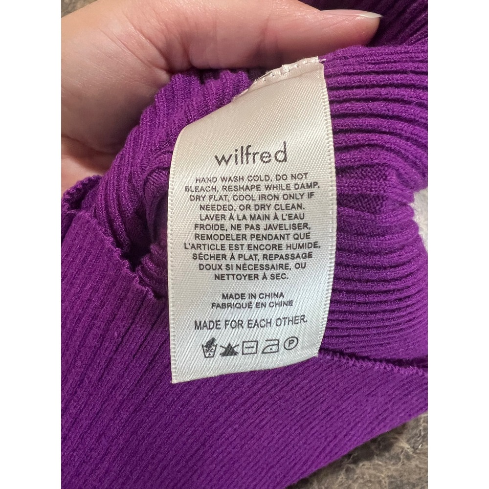Wilfred Aritzia Purple Cutout Ribbed Knit Bodycon Mini Dress Womens Medium party - Picture 3 of 7